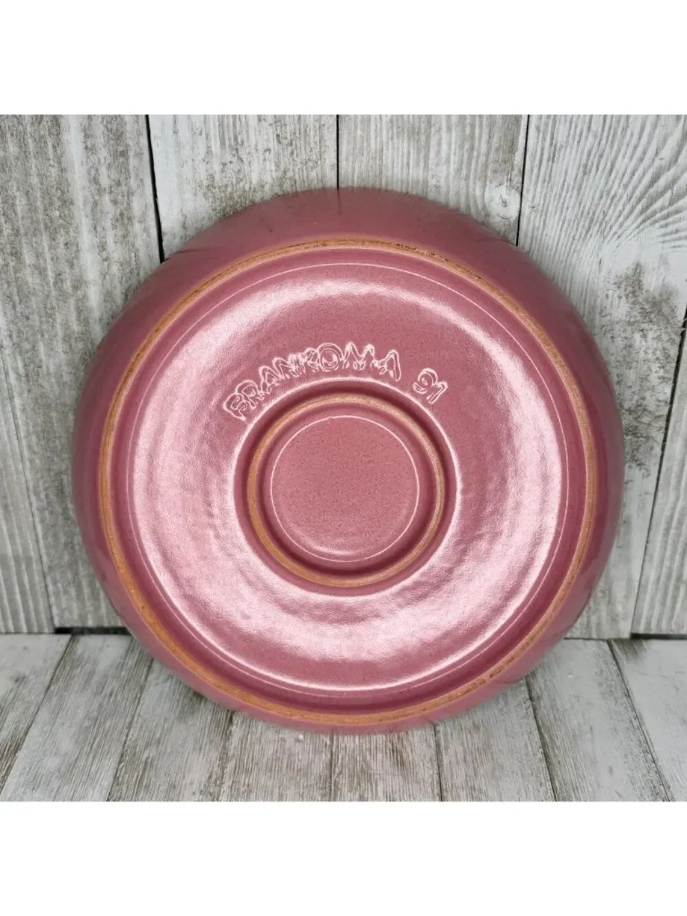 Vintage Frankoma Pottery Pie Serving Plate Dusty Rose Glaze